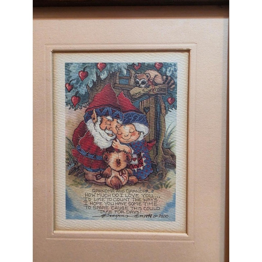 Vintage signed Jody Bergsman "Grandma and Grandpa" Art Print gnome